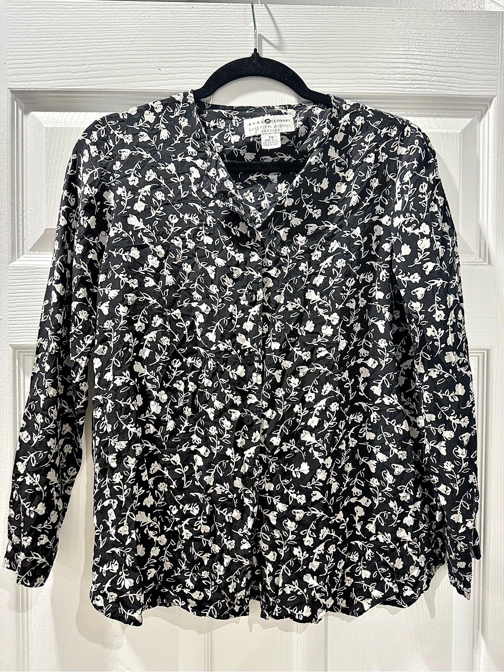 Saks Fifth Avenue Floral Silk Button Down Blouse Size PS Like New